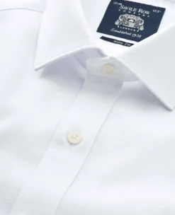 White Textured Cotton Slim Fit Formal Shirt - Double Cuff