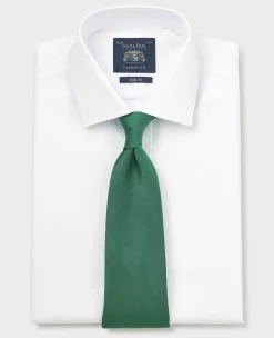 White Textured Cotton Slim Fit Formal Shirt - Double Cuff