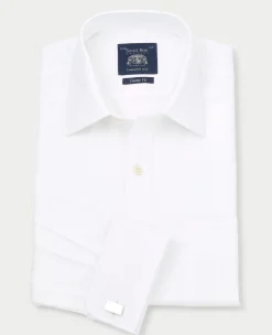 White Textured Windsor Collar Classic Fit Shirt - Single or Double Cuff