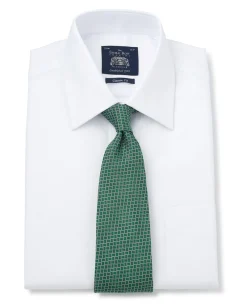 White Textured Windsor Collar Classic Fit Shirt - Single or Double Cuff