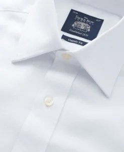 White Textured Windsor Collar Classic Fit Shirt - Single or Double Cuff