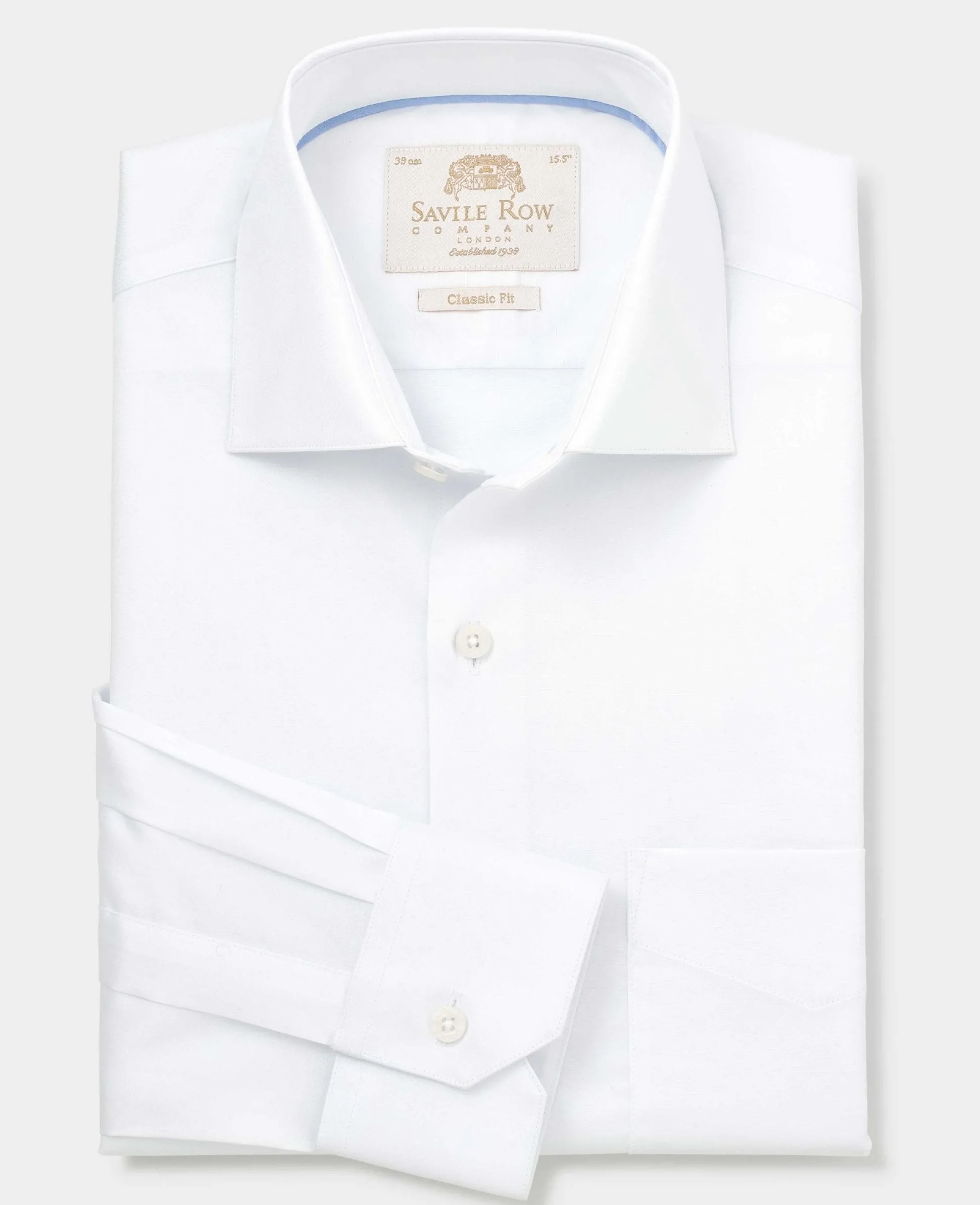 White Two-Ply Cotton Classic Fit Gold Label Premium Formal Shirt