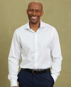 White Two-Ply Cotton Slim Fit Gold Label Formal Shirt - Single Cuff
