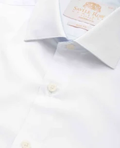 White Two-Ply Cotton Slim Fit Gold Label Formal Shirt - Single Cuff