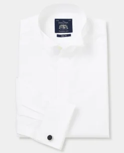 White Wing Collar Slim Fit Dress Formal Shirt - Double Cuff