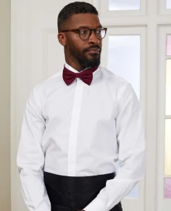 White Wing Collar Slim Fit Dress Formal Shirt - Double Cuff