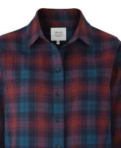 Women's Red Brushed Cotton Check Casual Shirt