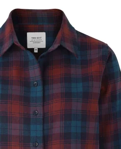 Women's Red Brushed Cotton Check Casual Shirt