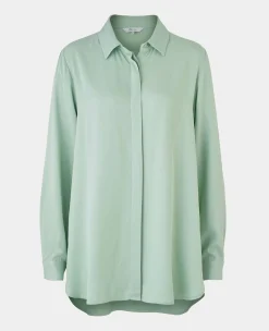 Women's Sage Green Viscose Twill Boyfriend Fit Shirt