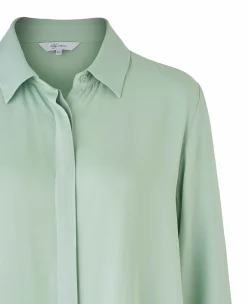 Women's Sage Green Viscose Twill Boyfriend Fit Shirt