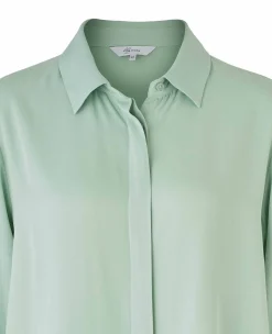 Women's Sage Green Viscose Twill Boyfriend Fit Shirt
