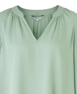Women's Sage Green Viscose Twill Grandad Collar Shirt