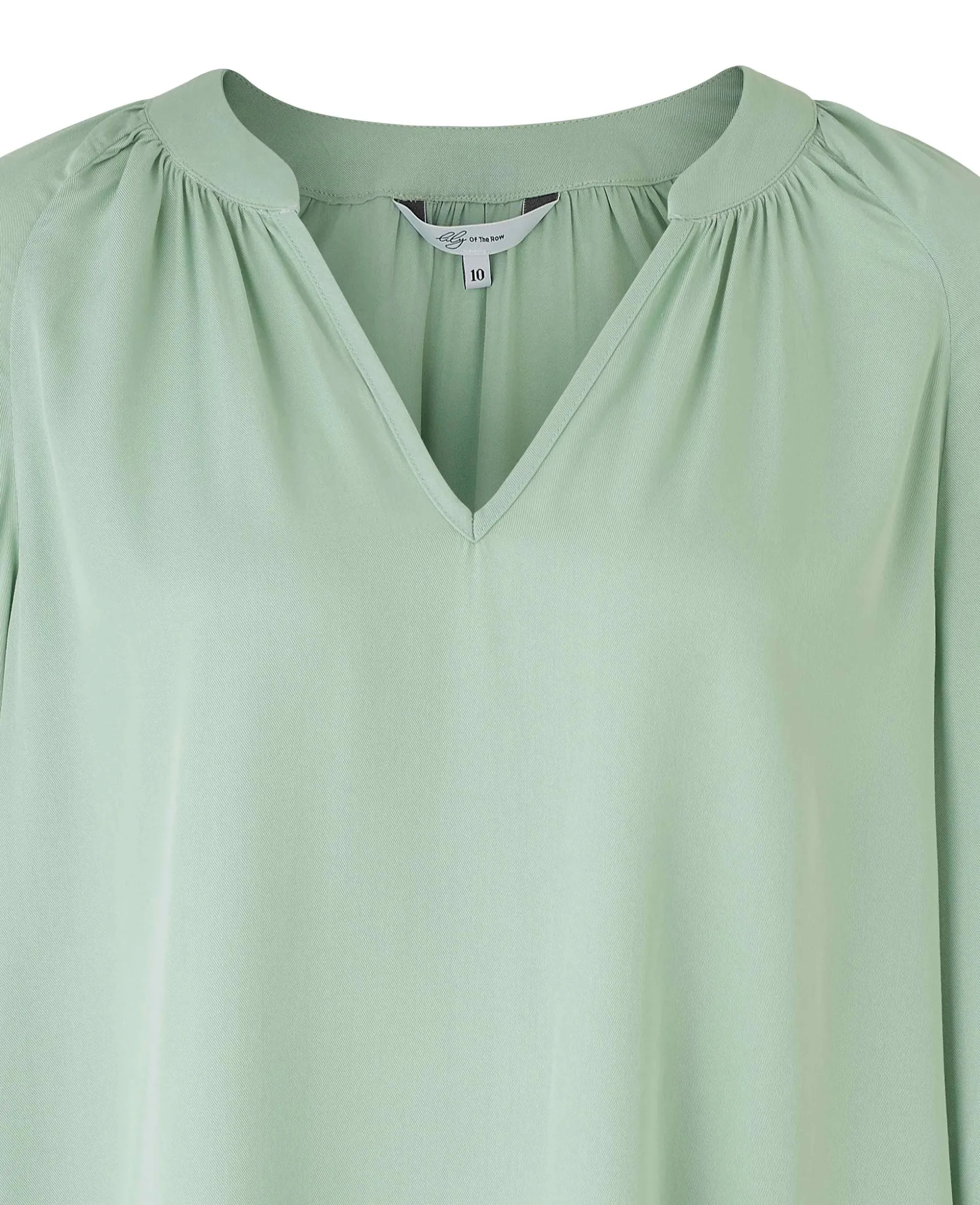 Women's Sage Green Viscose Twill Grandad Collar Shirt