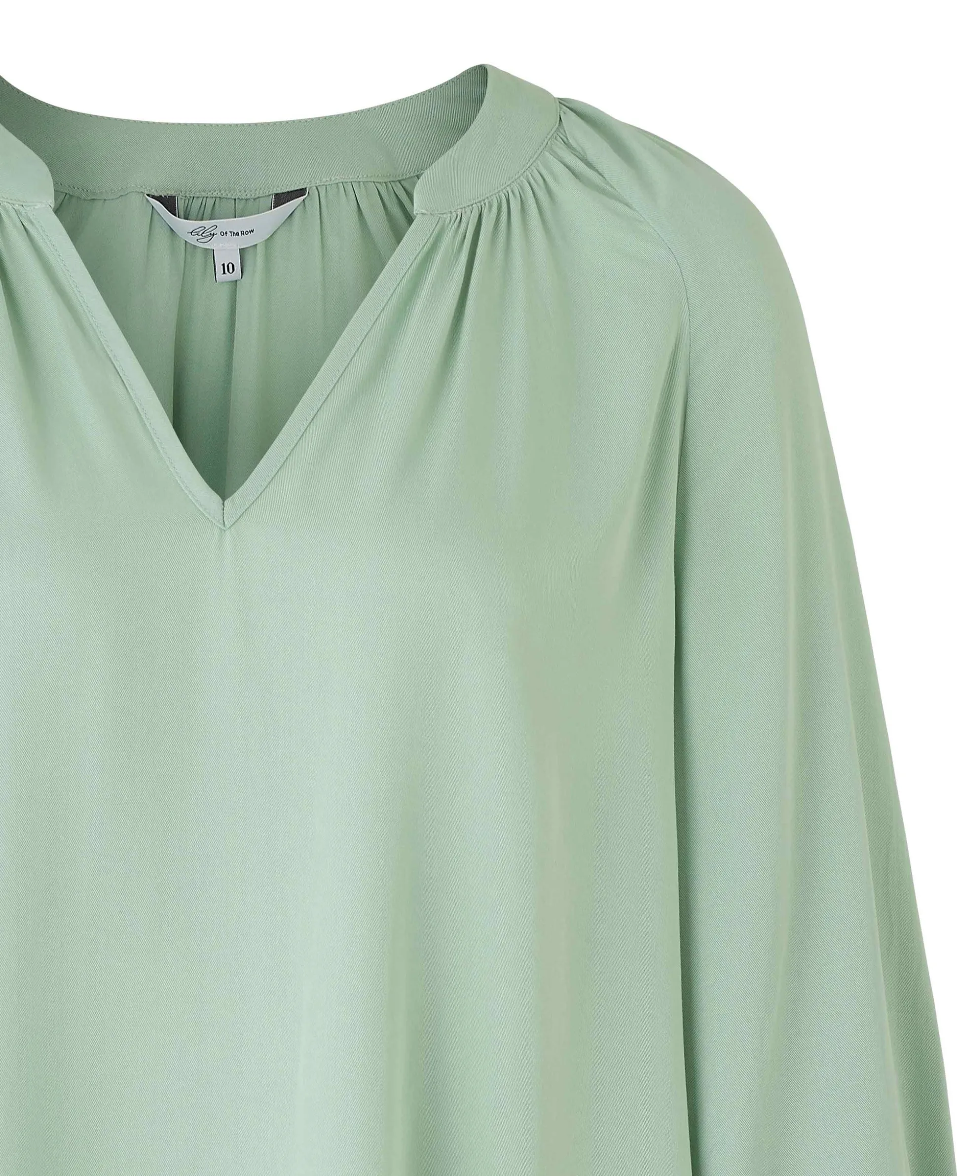 Women's Sage Green Viscose Twill Grandad Collar Shirt